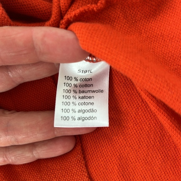 LACOSTE Mens Solid Pique Polo Golf Shirt Short Sleeves Pique Collared Orange L - Picture 5 of 6